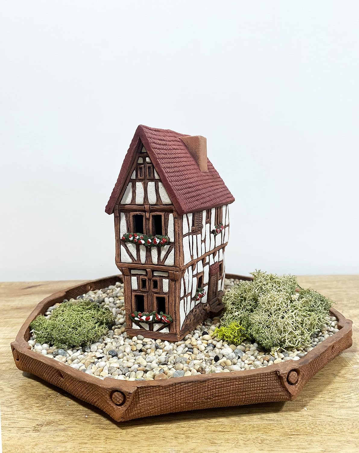 Ceramic Houses and Villages Collection - Handmade House Miniature of Historic Winery in Bernkastel-Kues, Germany - Candle, Cone Incense Holder R255