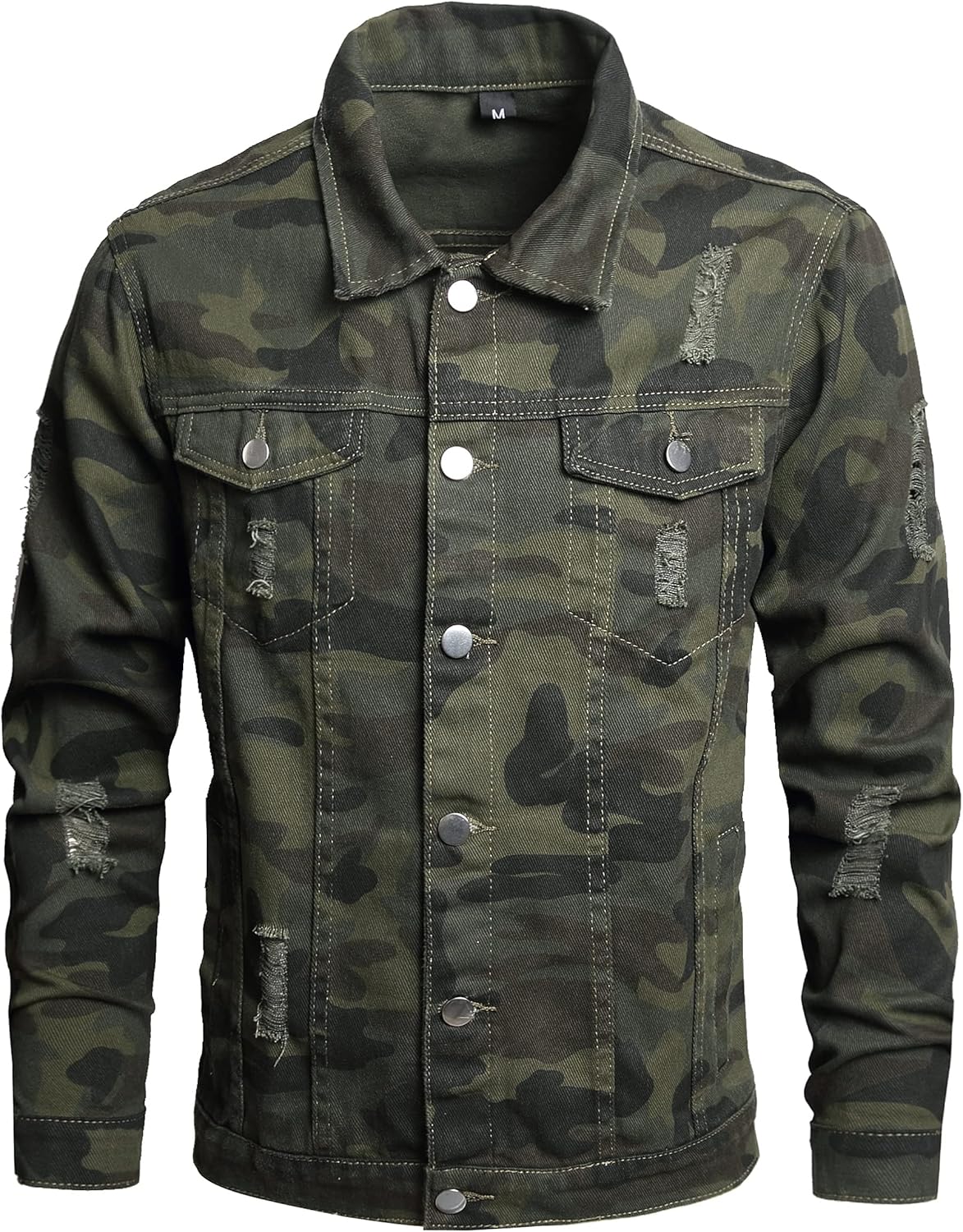 Denim Jeans Jackets For Slim Fit Destroyed Distressed Fashion Ripped Vintage Coat J...