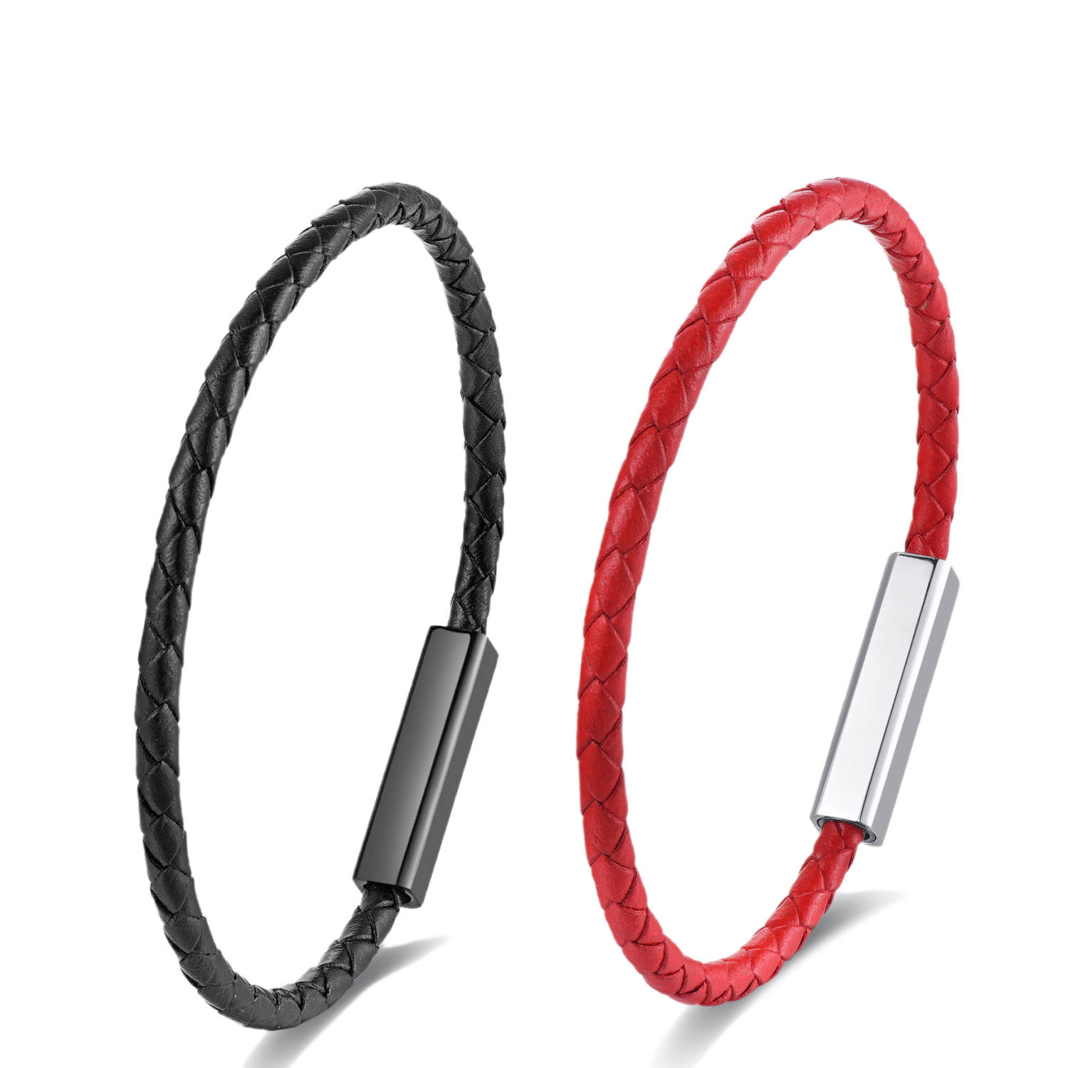 Set de 2 Pulseras Trenzadas de Cuero para Parejas miniatura 7