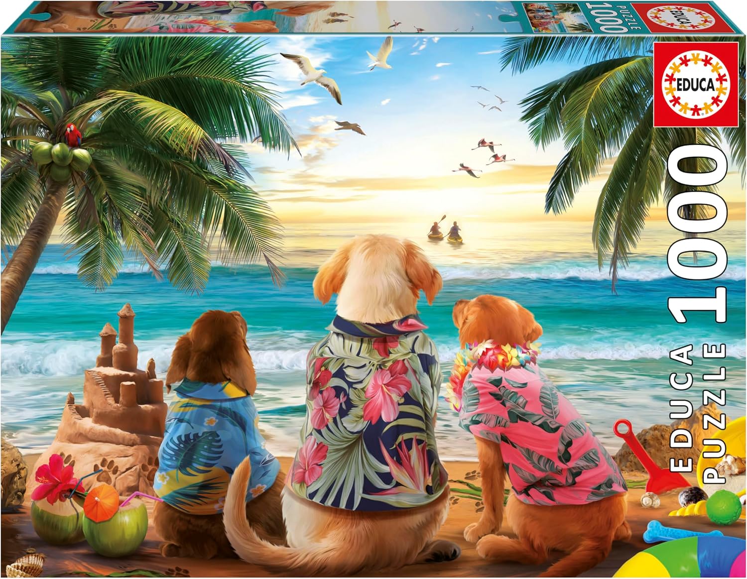 Educa - 1000 Piece Puzzle for Adults | Dogs on the Beach | Measures: 68 x 48 cm | From 14 years old (20291)