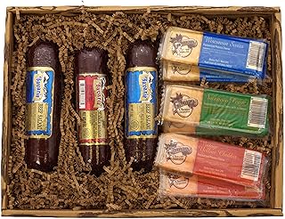 Gift Basket Village Classic Meat and Cheddar Cheese Gift Box - Gourmet Birthday Gifts for Men, Charcuterie Boards, Premium Artisanal Selection for Meat Lovers, Ideal for Holiday & Corporate