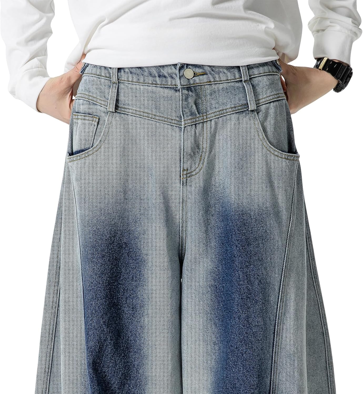 DOSLAVIDA Baggy Jeans for Men Wide Leg Hip Hop Jean Stylish Loose Fit Denim Pants Casual Streetwear Skateboard Pants