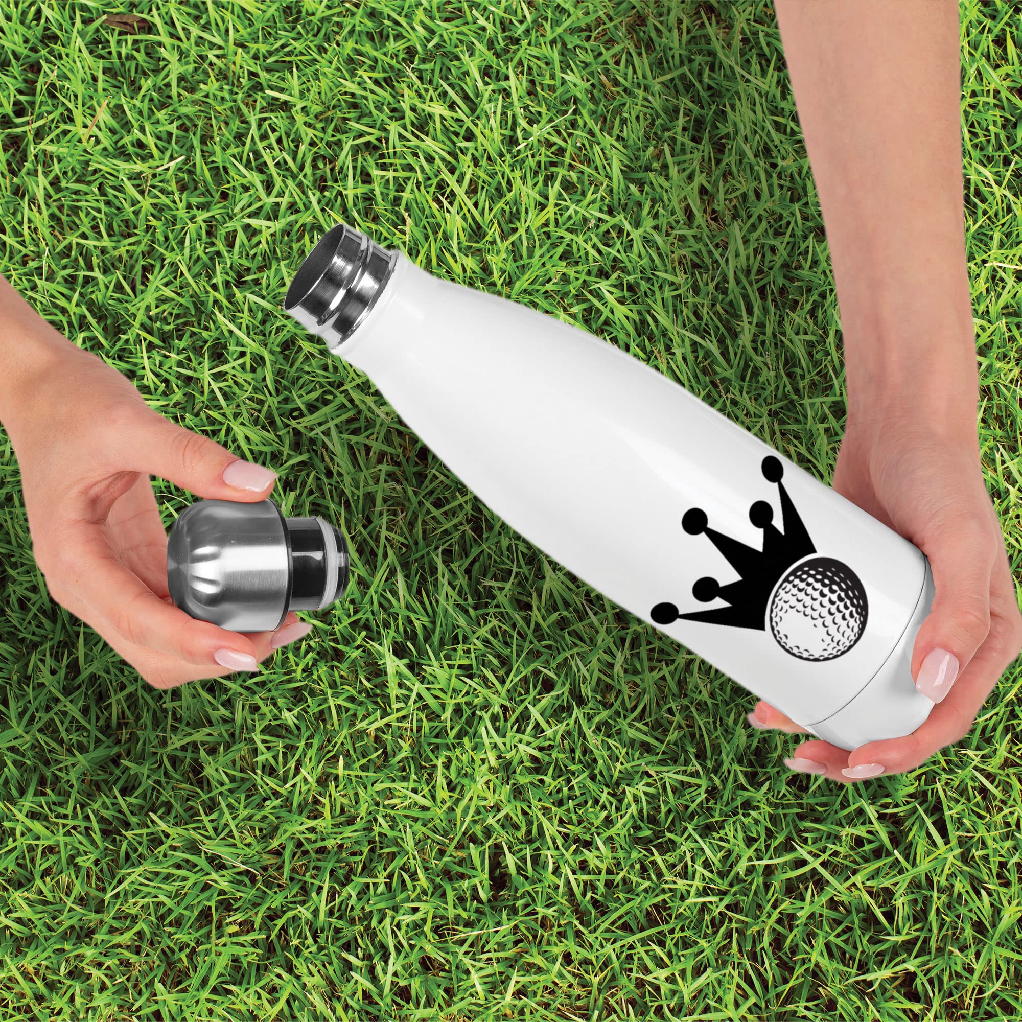 Botella isotérmica blanca con diseño de corona Golf