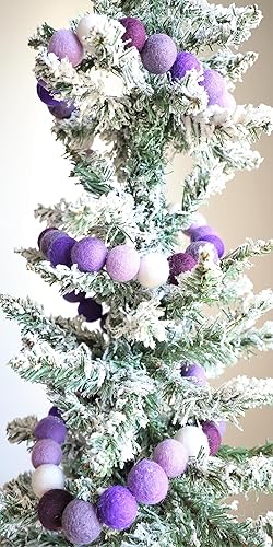 Miniatura 7 de Felt Ball Garland 100% Wool (60 Poms, 10 Ft String Extra Long) Boho Pastel Purple Handmade Home Decor Mantel Banner Bunting Craft  Mini Felt Factory