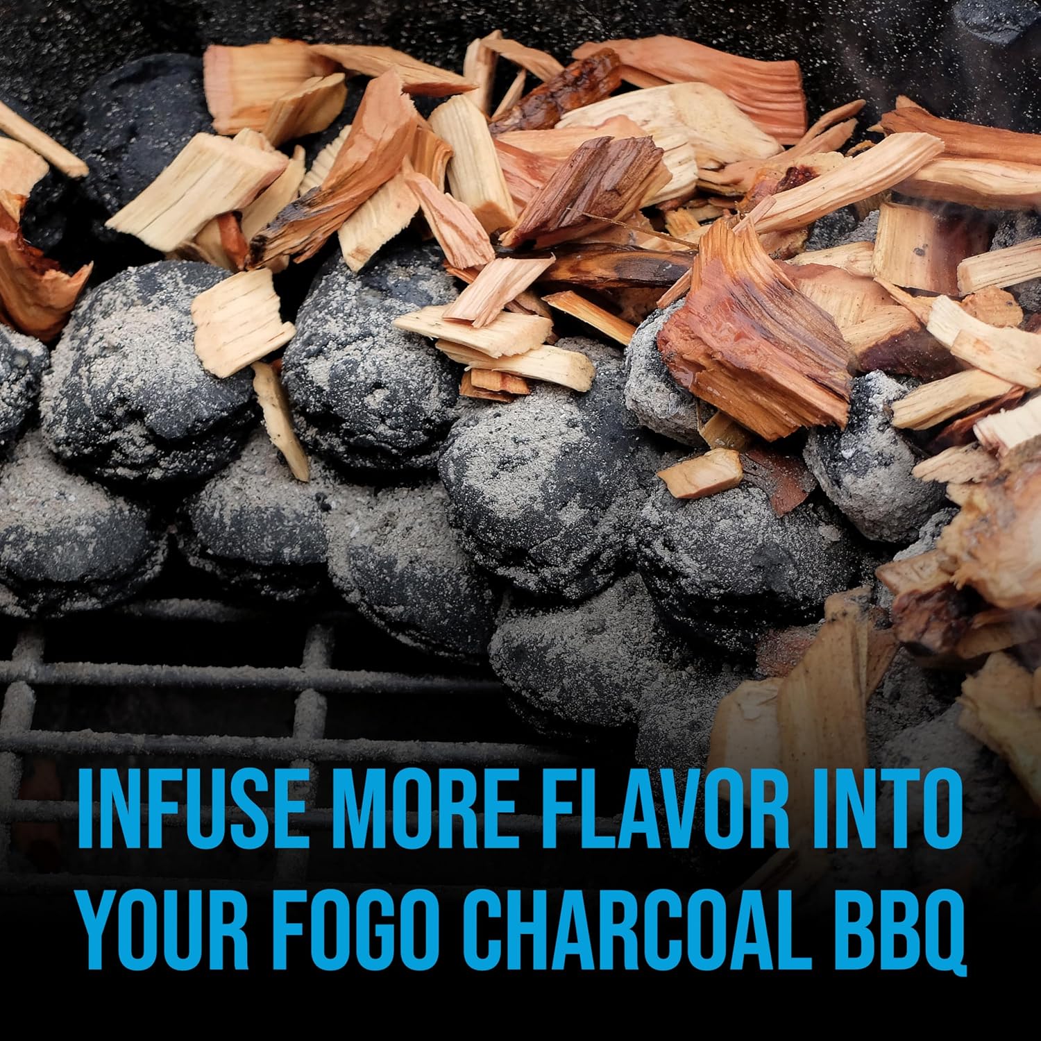 FOGO Post Oak Wood Chips for Grilling and Smoking, Bold Texas BBQ Flavor for Charcoal and Gas Grills, Made in USA, 1.4 lb Bag, 6-Pack