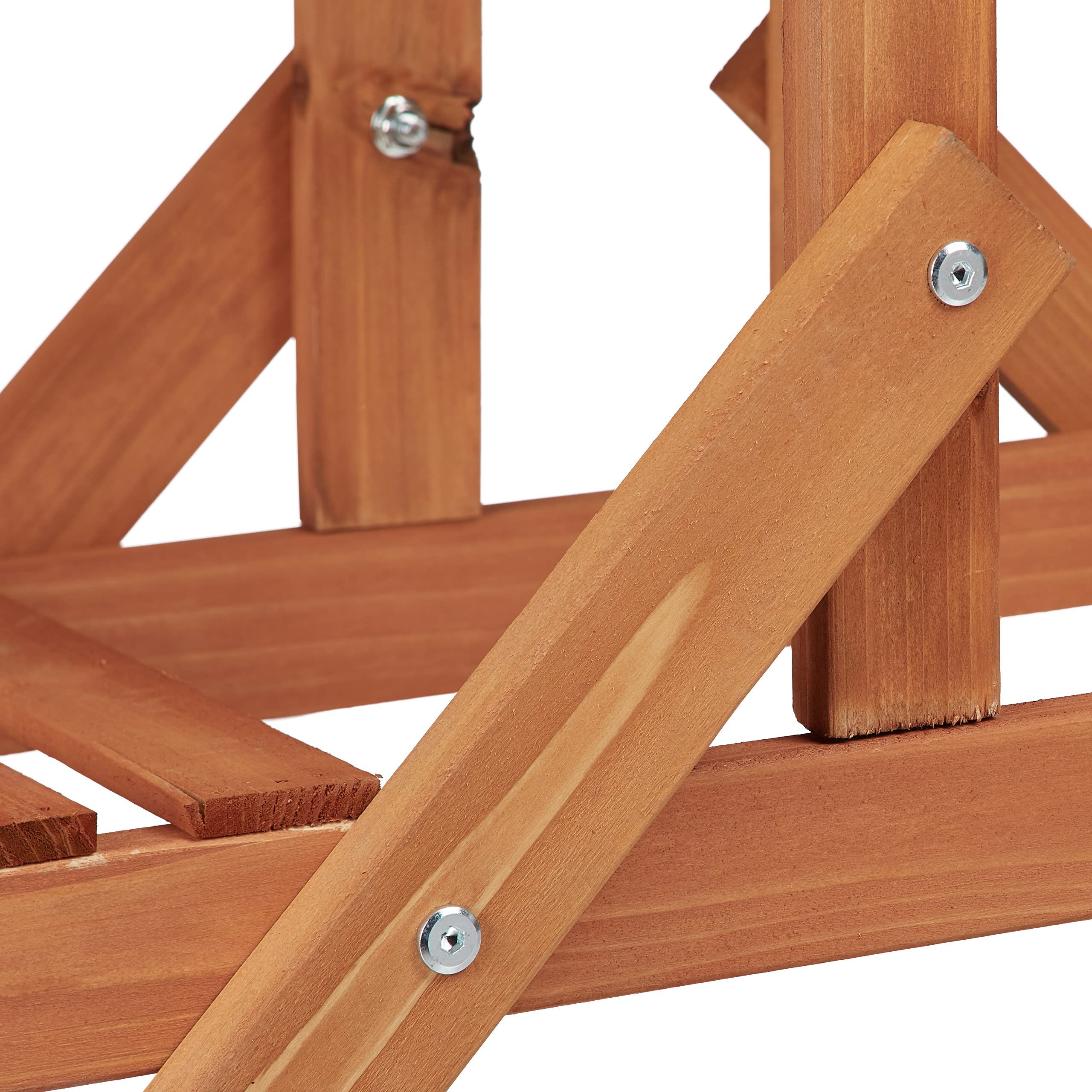 Relaxdays Soporte Plantas para Interior 5 Niveles, Madera, Marrón claro, 142,5 x 83 x 28,5 cm