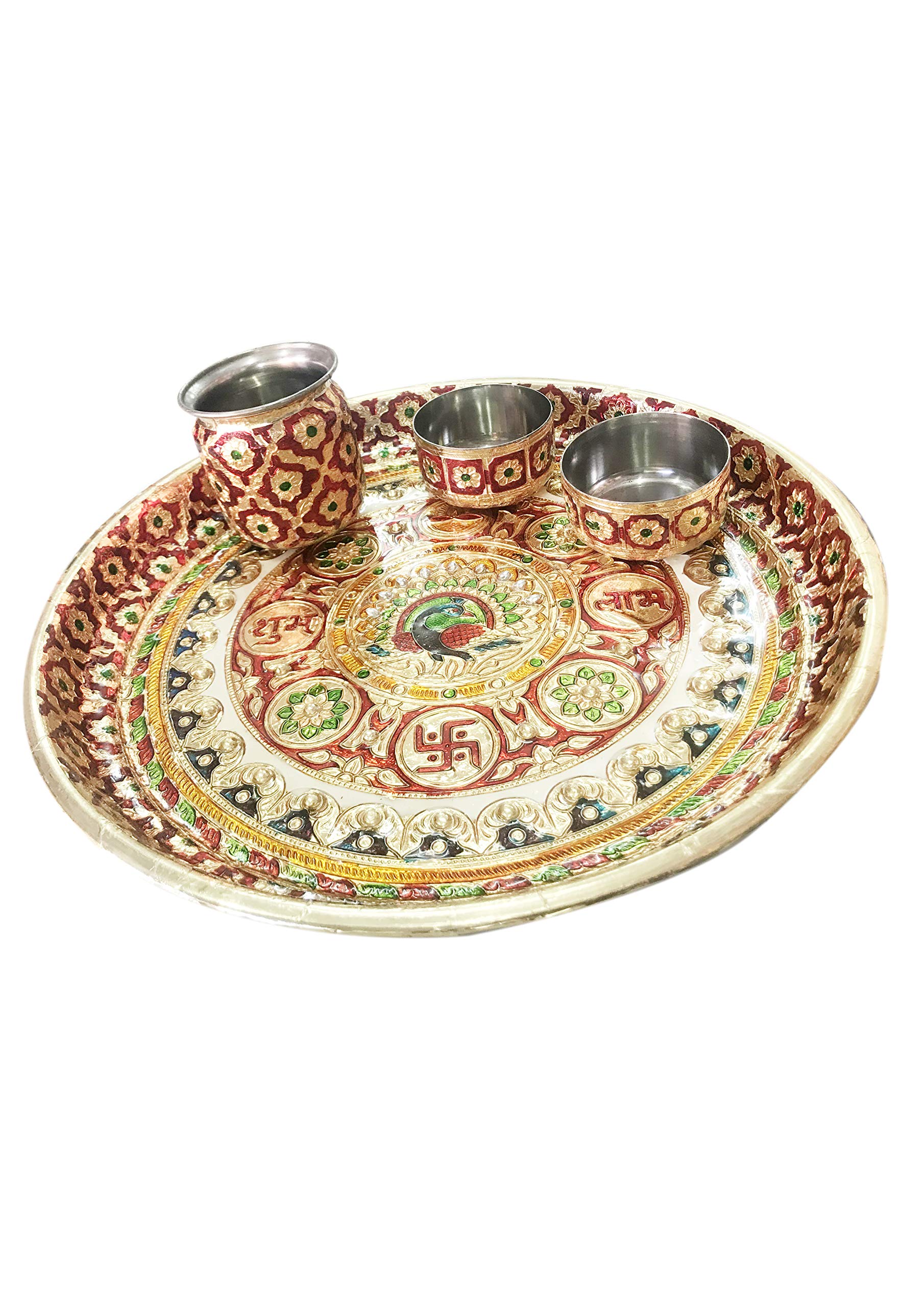 Multicolour Metal Bowls - Pooja Thali Set -4 Multicolour Metal Bowls - Pooja Thali Set -4