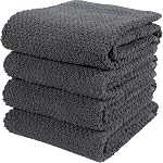 KAF Home Ensemble de 4 Serviettes de cuisine Terry Popcorn Deluxe 20 x 30 Pouces 100% Serviettes de cuisine en coton (vert français)