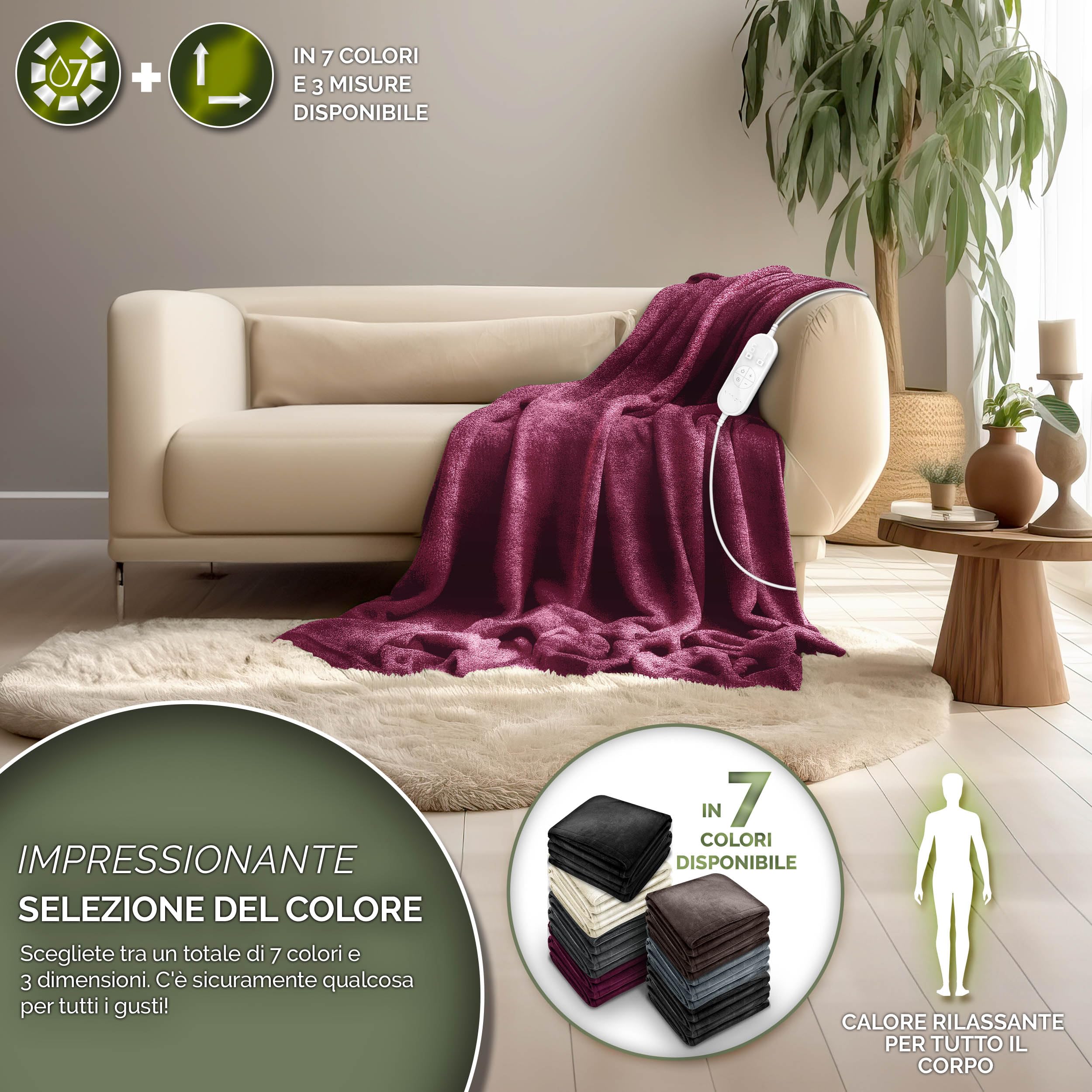 sinnlein® Sottocoperta Elettrica 180x130cm | Scaldaletto Elettrico con Spegnimento Automatico | Coprimaterasso Termico | Timer | 9 Livelli di Temperatura