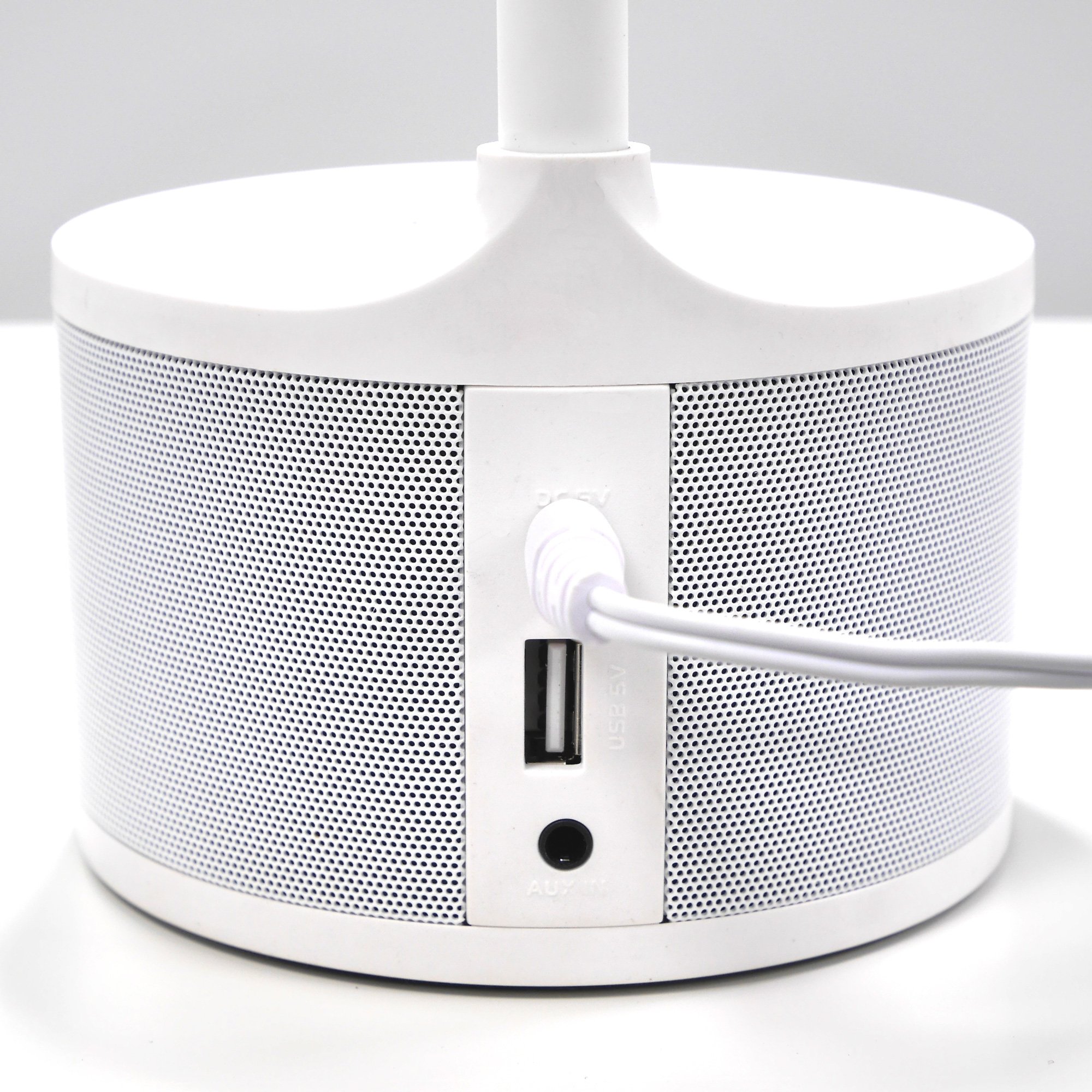 VASNER Lumbeat – Schreibtischlampe LED mit Musik Nachttischlampe dimmbar integrierter Lautsprecher USB Ladeport Bluetooth AUX 3 Lichtmodi Touch Bedienung weiß