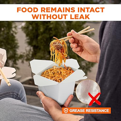 Miniatura 5 de Fit Meal Prep Paquete de 50 cajas chinas para llevar  32 oz contenedores de alimentos chinos blancos lisos para comidas asiáticas  Cajas de comida