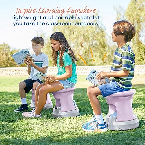 Miniatura 83 de ECR4Kids Taburete tambaleante de almacenamiento, altura del asiento de 15 pulgadas, asientos activos, azul/gris claro Negro -,Azul,gris, azul,