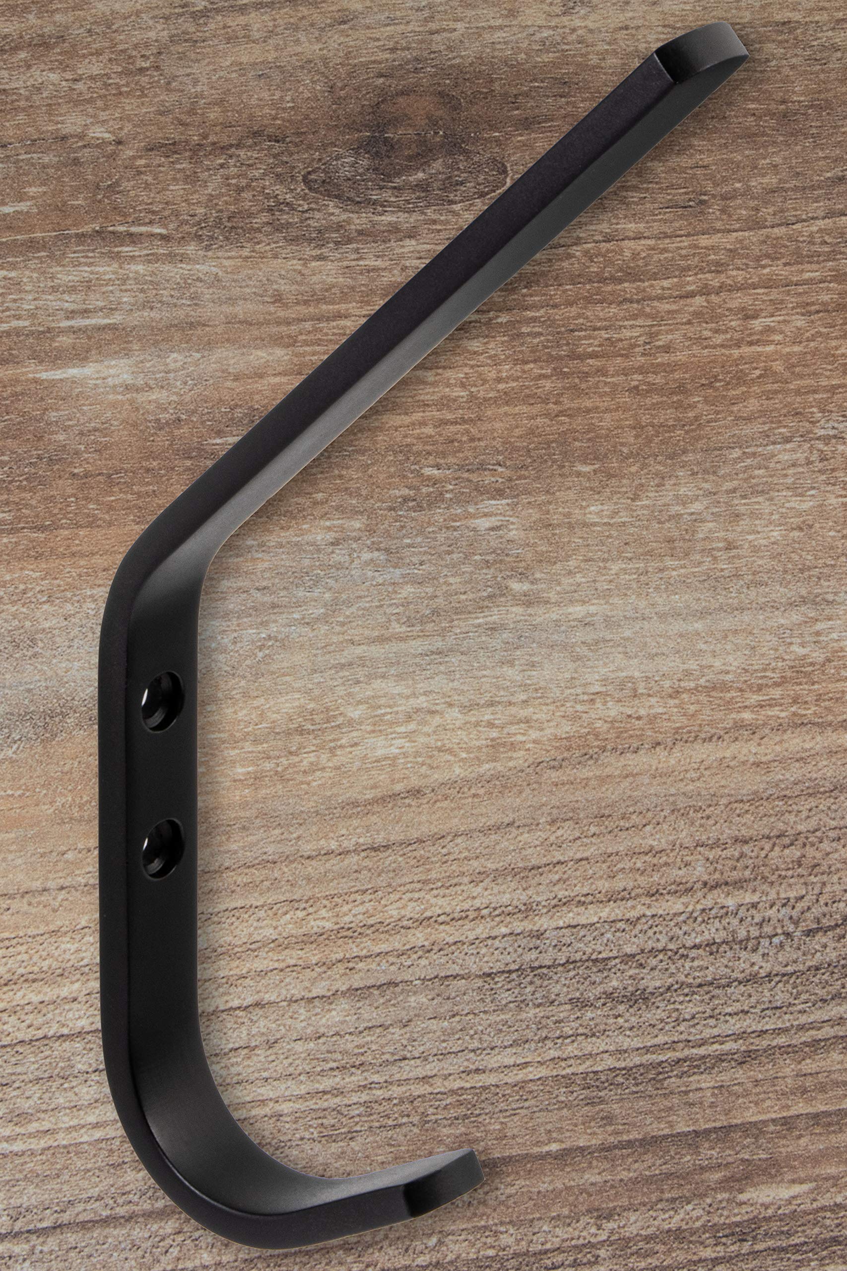 Gedotec Kleiderhaken | CORA groß | Haken 170 x 18 mm | 10 Stück | Garderobenhaken schwarz matt | Mantelhaken Stahl | Moderner Wandhaken Stahl massiv inkl. Befestigungsmaterial | Design Aufhängehaken