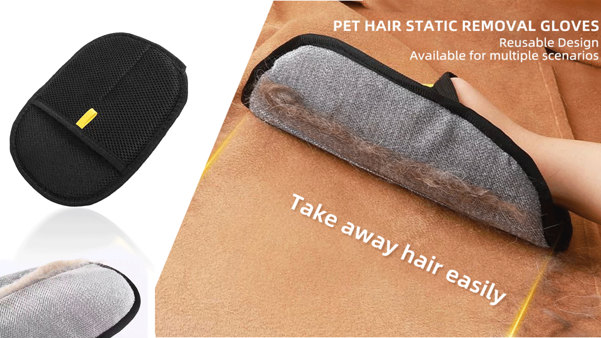 2 Guanti Magnetici Per Rimozione Peli Animali, Antistatici, Adatti A Tutte Le Taglie Di Cane E Gatto