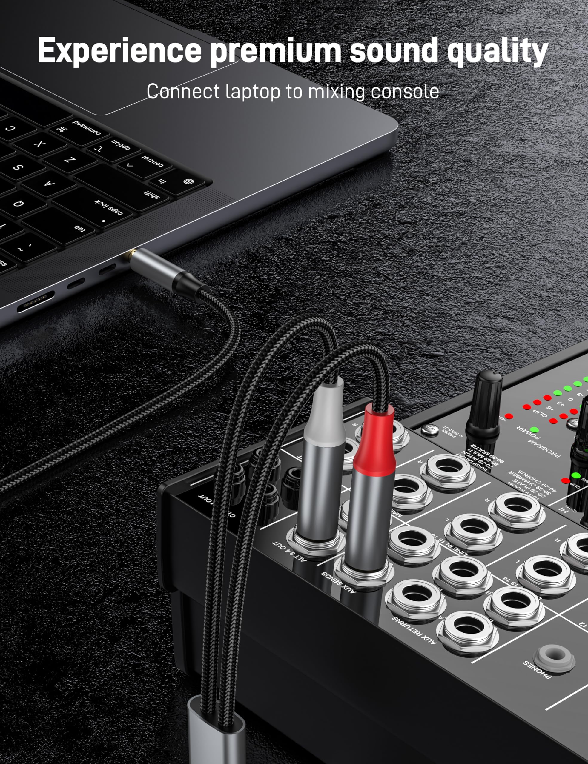Cavo stereo da 1/8" a 1/4", 1,3 m, TRS stereo da 1/8 di pollice a doppio TS mono Y splitter per smartphone, mixer, PC, lettore CD, altoparlanti e sistema stereo domestico