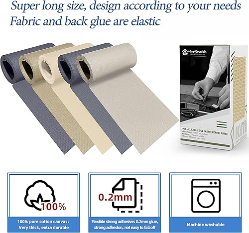 Vista 95 de KING MOUNTAIN Parche de reparación termoadhesivo, paquete de 20 piezas, parche de reparación termoadhesivo 100% algodón, 3 x 4-1/4 con pegamento