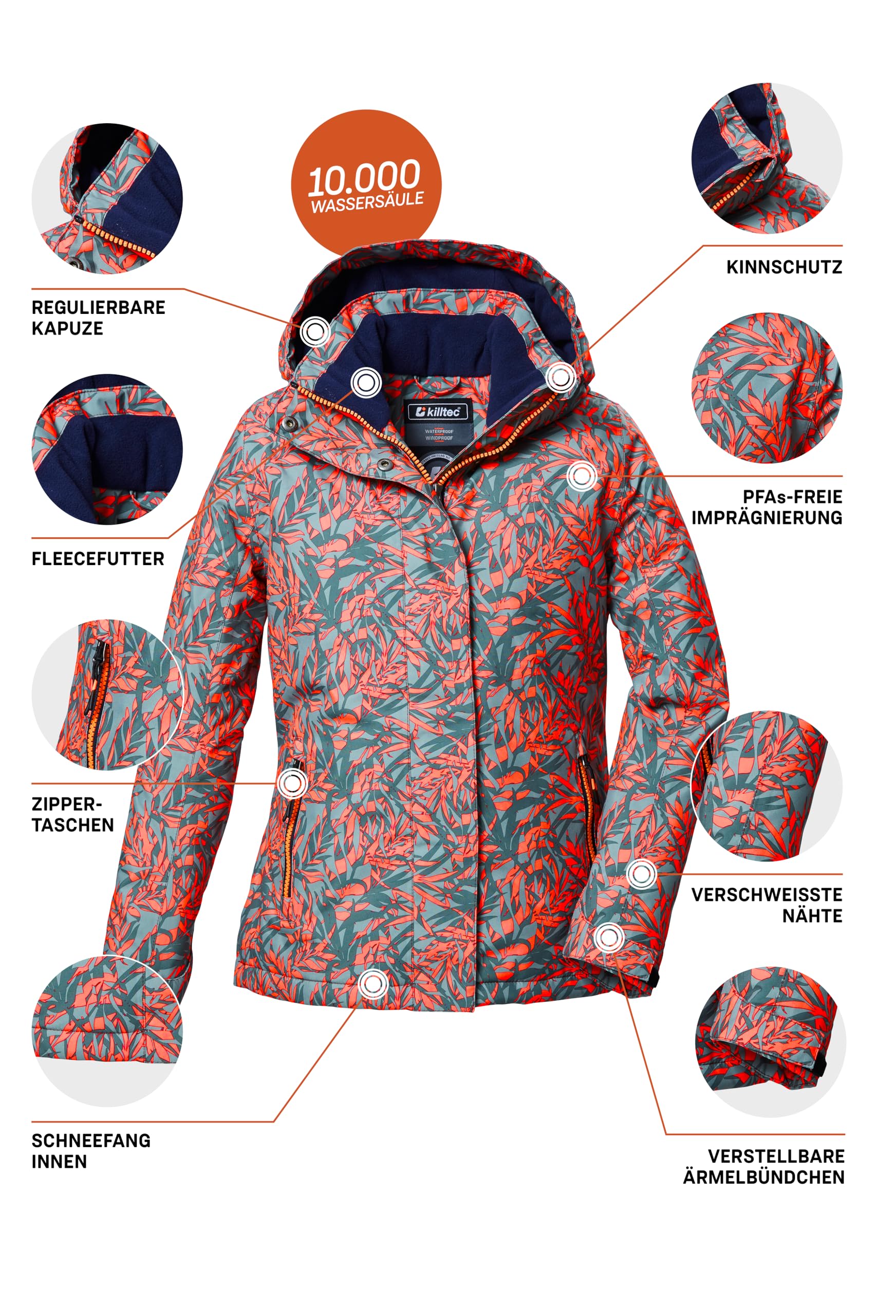 Killtec Kow 355 Grls Jckt Giacca funzionale/giacca outdoor con cappuccio e paraneve Bambine e ragazze