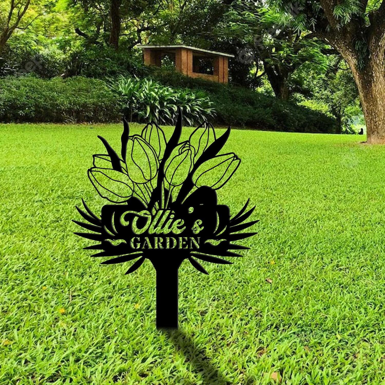 Personalized Flower Garden Sign with Stake for The Great Outdoors, Custom Metal Plaque Stake Yard Signs with Stakes, Welcome Sign for Front Door (Strawberry)
