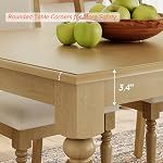 WAMPAT 7-Piece Dining Table Set for 6, Farmhouse Dining Room Set Includes 70 Inch Dinner Table & 6 Cross-Back Dining Chairs, Solid Wood Dining Set for Kitchen, Oak