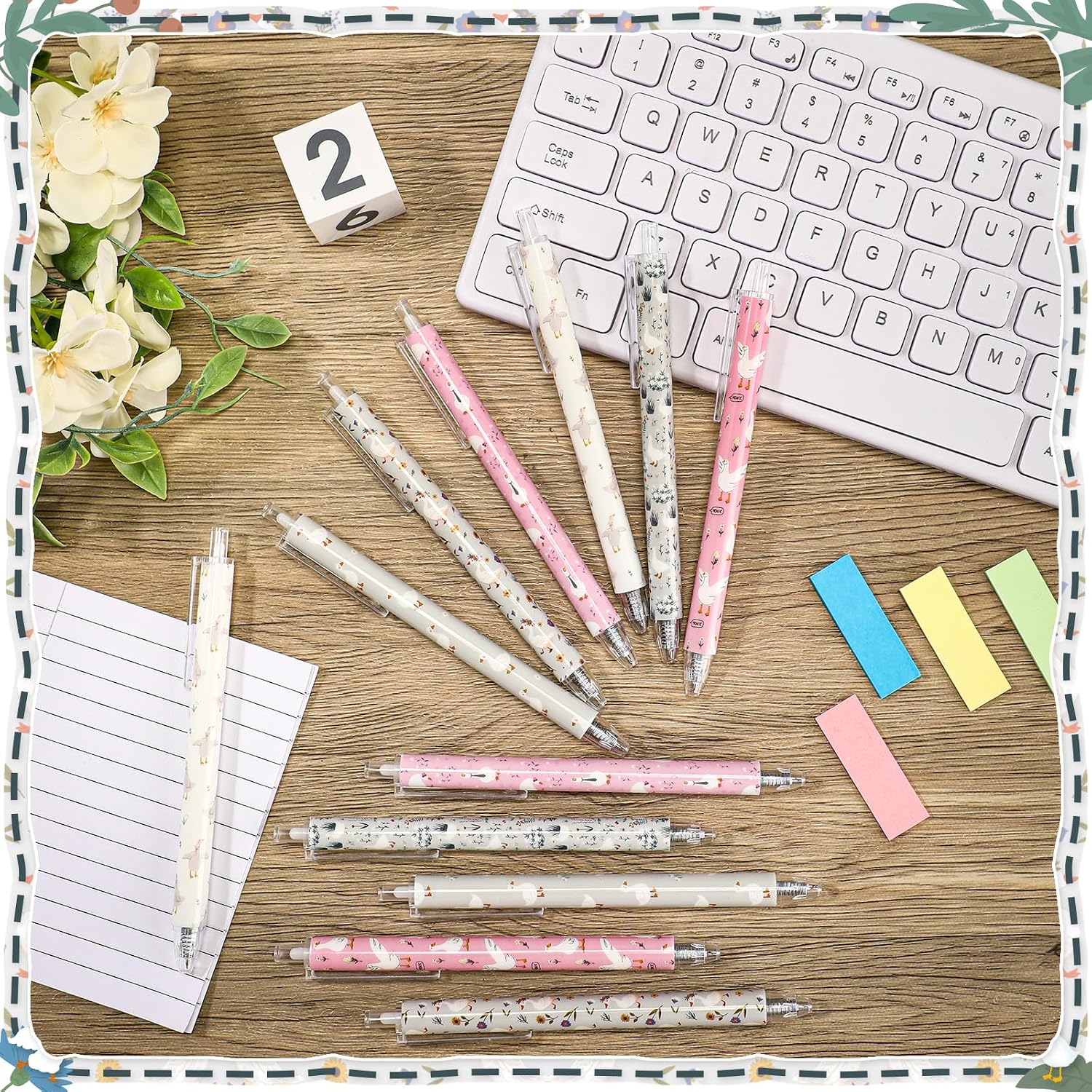 Feifeiya 50 Pcs Goose Ballpoint Pens One Silly Goose Birthday Party Decoration Farm Party Geese Ballpoint 0.5mm Black Ink Pen 1st Baby Shower Favor for Guest Birthday Decor Favors Supplies, 6 Styles image 3
