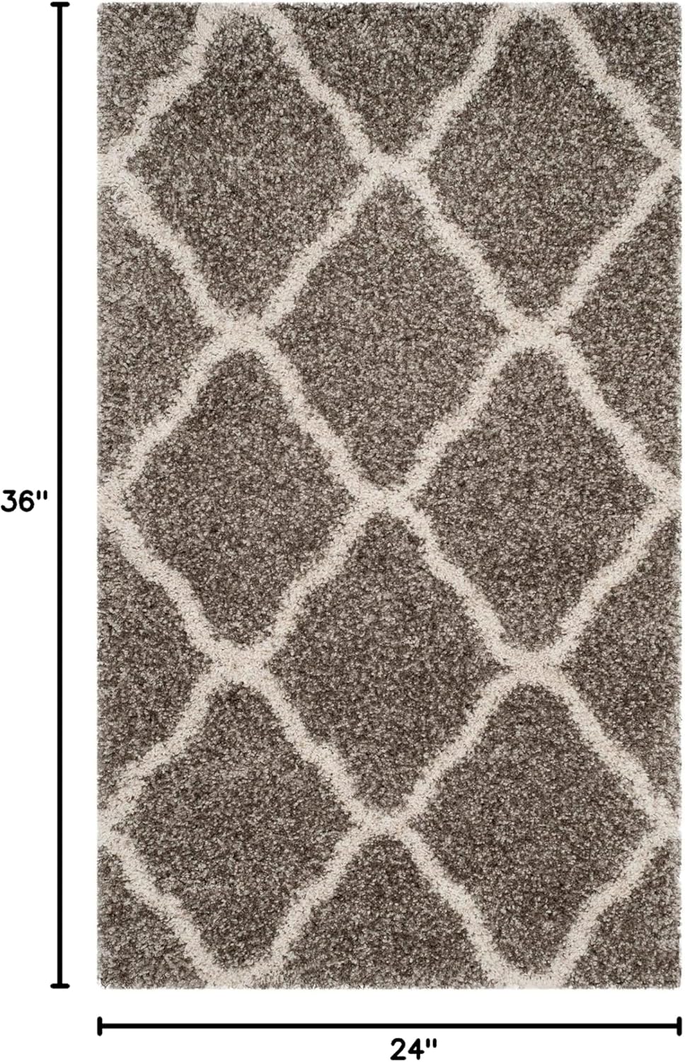 SAFAVIEH Hudson Shag Collection Accent Rug - 2' x 3', Grey & Ivory, Trellis Design, Non-Shedding & Easy Care, 2-inch Thick Ideal for High Traffic Areas in Entryway, Living Room, Bedroom (SGH283B)