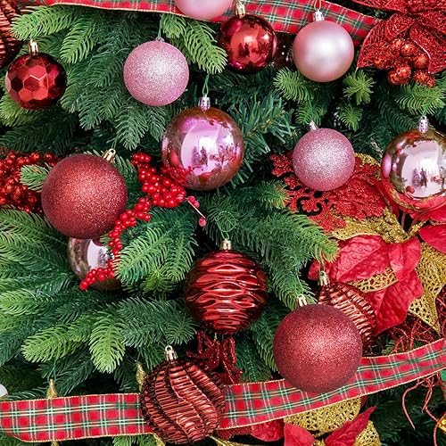 Miniatura 111 de XmasExp Juego de 24 mini esferas de Navidad inastillables para bolas de árbol de Navidad de 1.181 in/1.18 pulgadas (oro rosa)