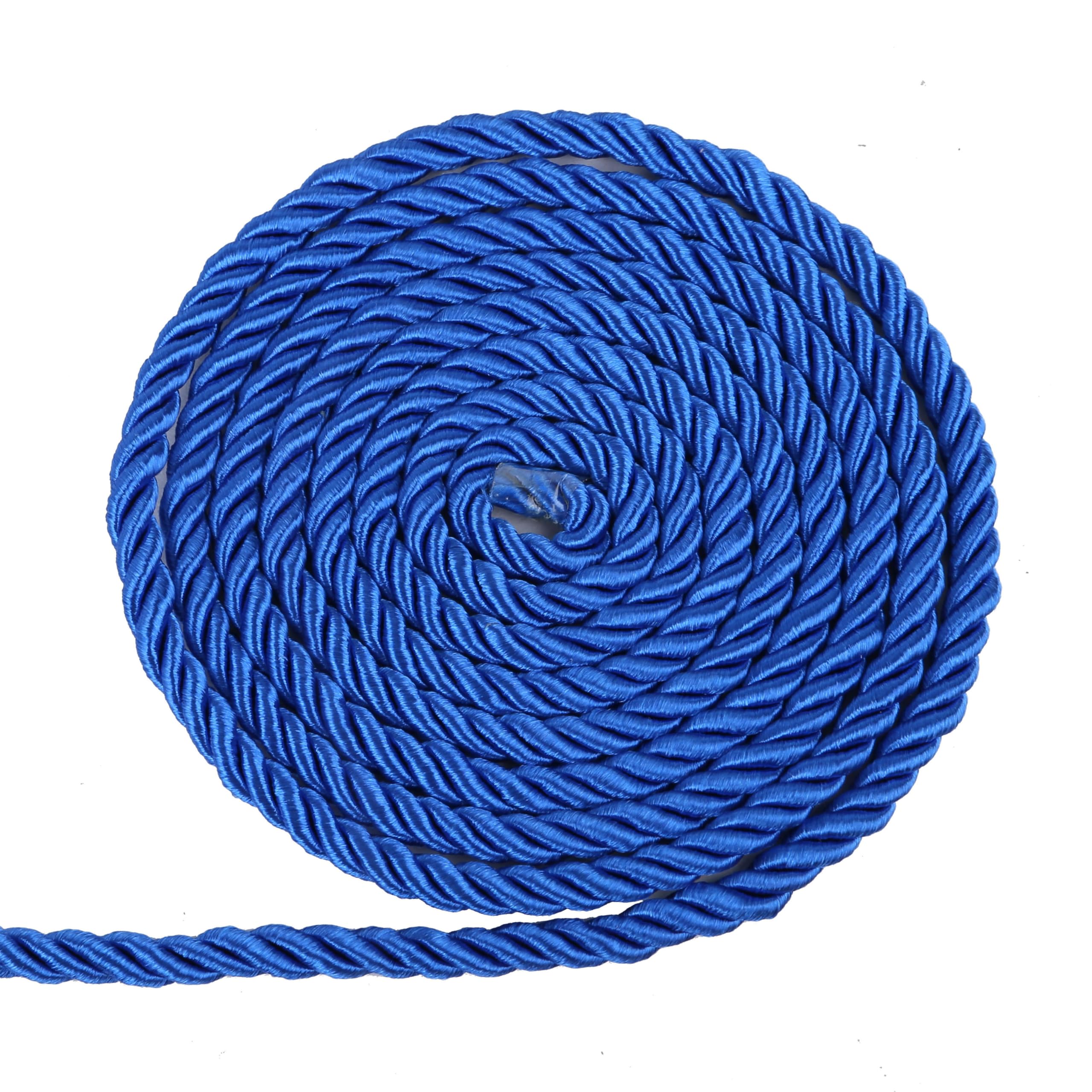 BEL AVENIR 6mm 16Yards Twisted Cord Rope Trim Craft Decorative Nylon Rope Handmade Cording for Sewing Crafts Upholstery Home Décor (Royal Blue)