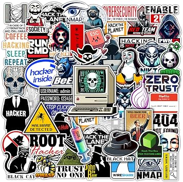Pack 50 PCS Hacker Stickers Cool Coding Aesthetic Vinyl Decals Waterproof Sticker Decor Laptop Water Bottle Computer Phone Cup Guitar Scrapbooking for Hackers Geeks Coders Programmers