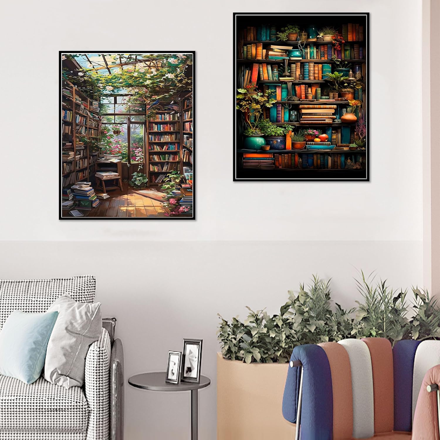 Ycydilirab 2 Pack Bookshelf Paint by Number Adult(with Gifts Box)-Paint by Number Canvas for Adults Bookshelf,Painting by Numbers Kit on Canvas Perfect for Gifts Home Wall Decor(40x50cm) image 2
