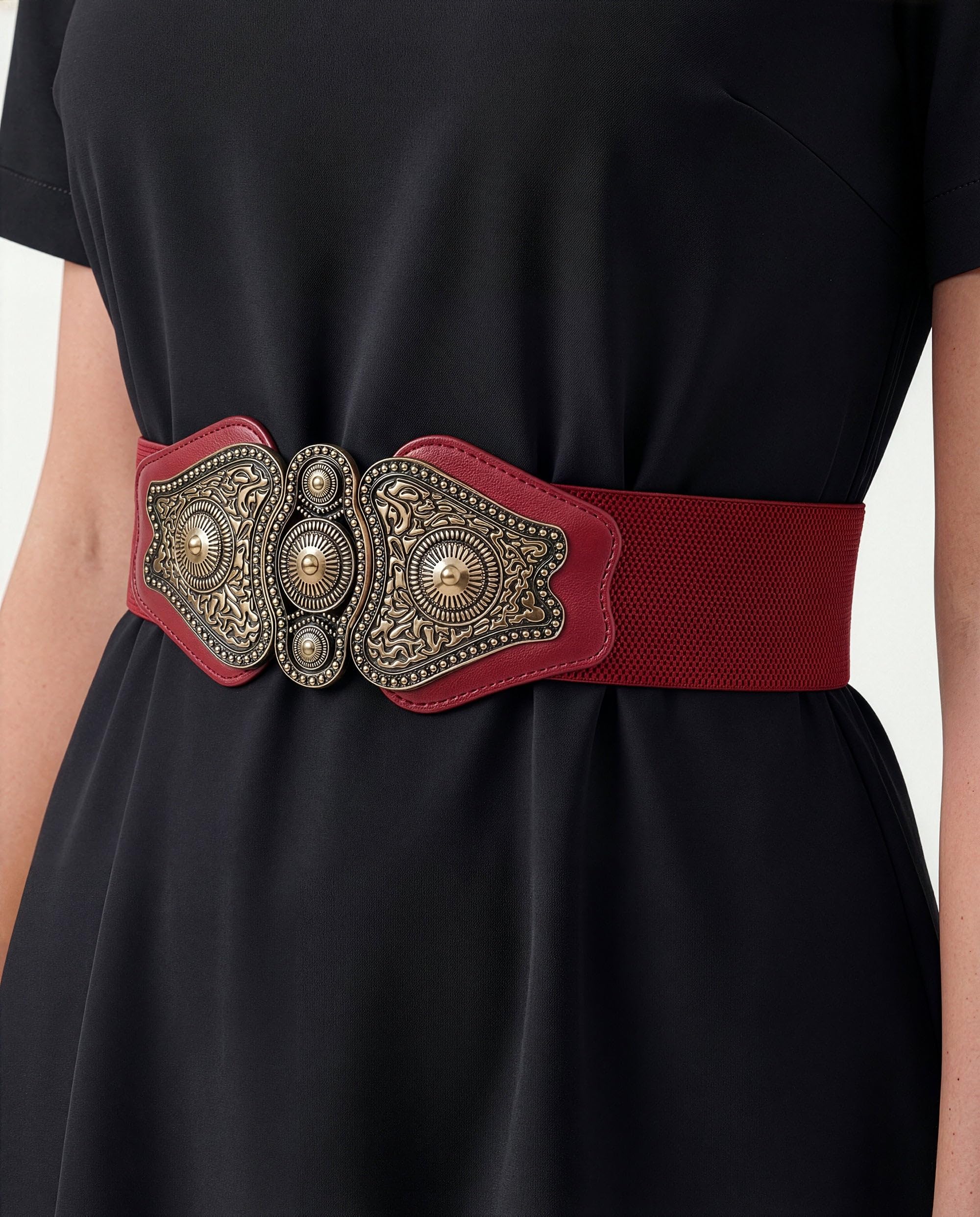 BlackButterfly Szerokie Elastyczne Elastyczność Zabytkowe Antyczny wygląd Retro Sprzączka Pas