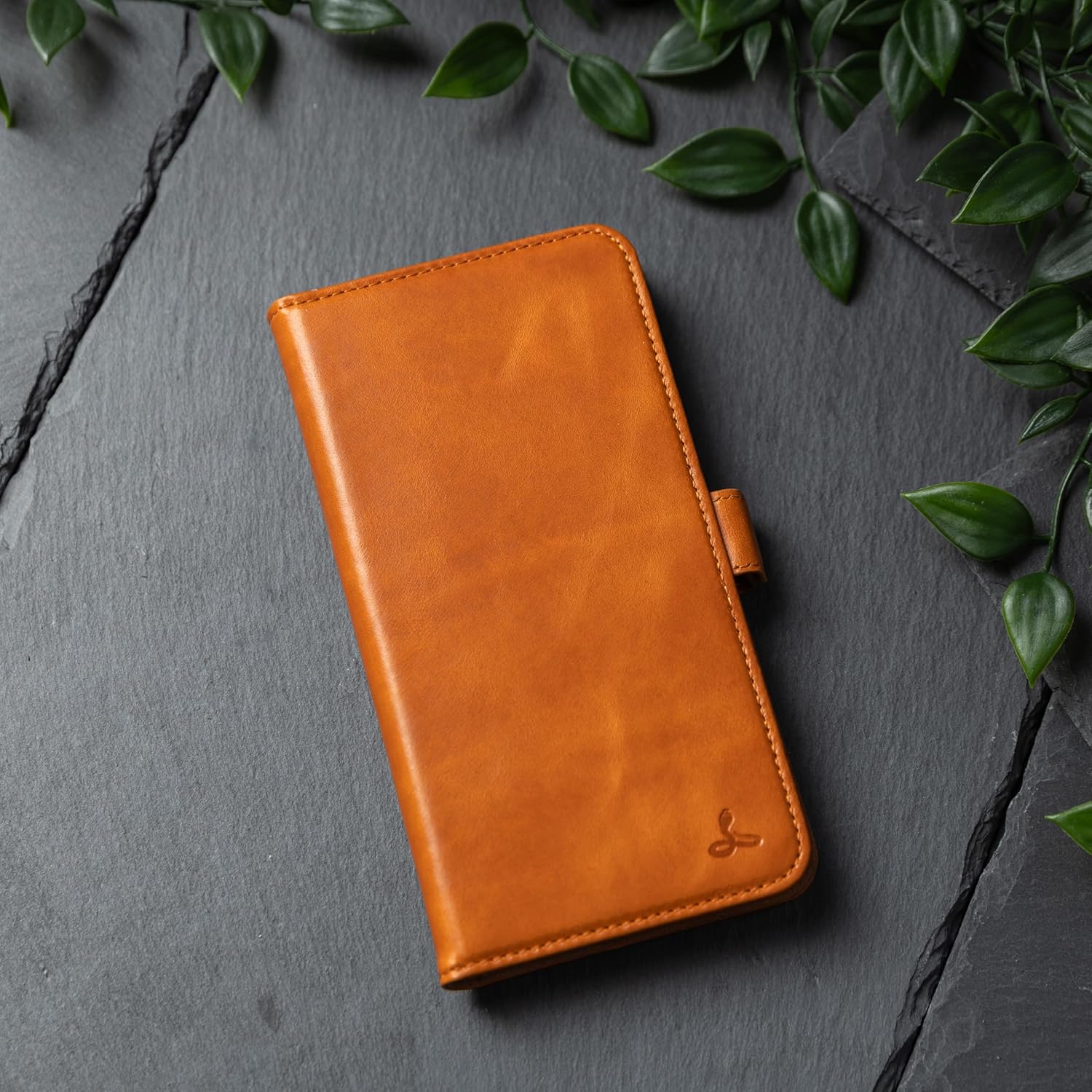 Snakehive Genuine Leather Wallet Case for Galaxy A37 – Flip Cover with Card Slots & Stand (Smooth Tan)