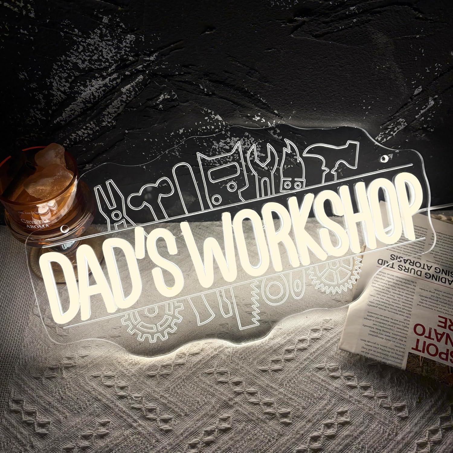 Dad'S Workshop Neon Sign, Garage Neon Light LED Workshop Sign USB Powered, for Man Cave Father'S Day Garage Gift Auto Repair Workshop Birthday Gifts(15.7 * 8.2 In)