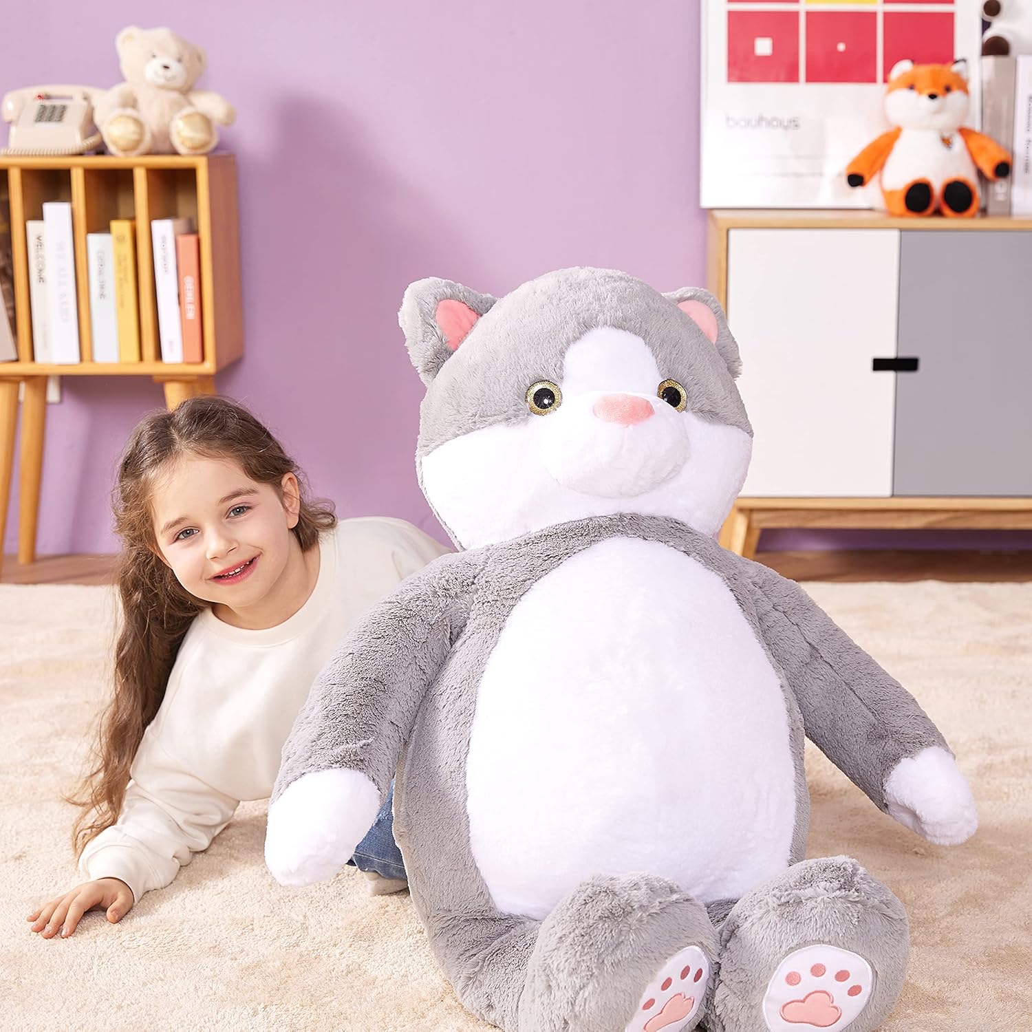 IKASA Giant Cat Stuffed Animal Plush Toy,30" Large Kitten Cute Jumbo Soft Toys, Huge Big Size Fluffy Plushy Fat Oversized Plushie,Gifts for Kids - Image 6