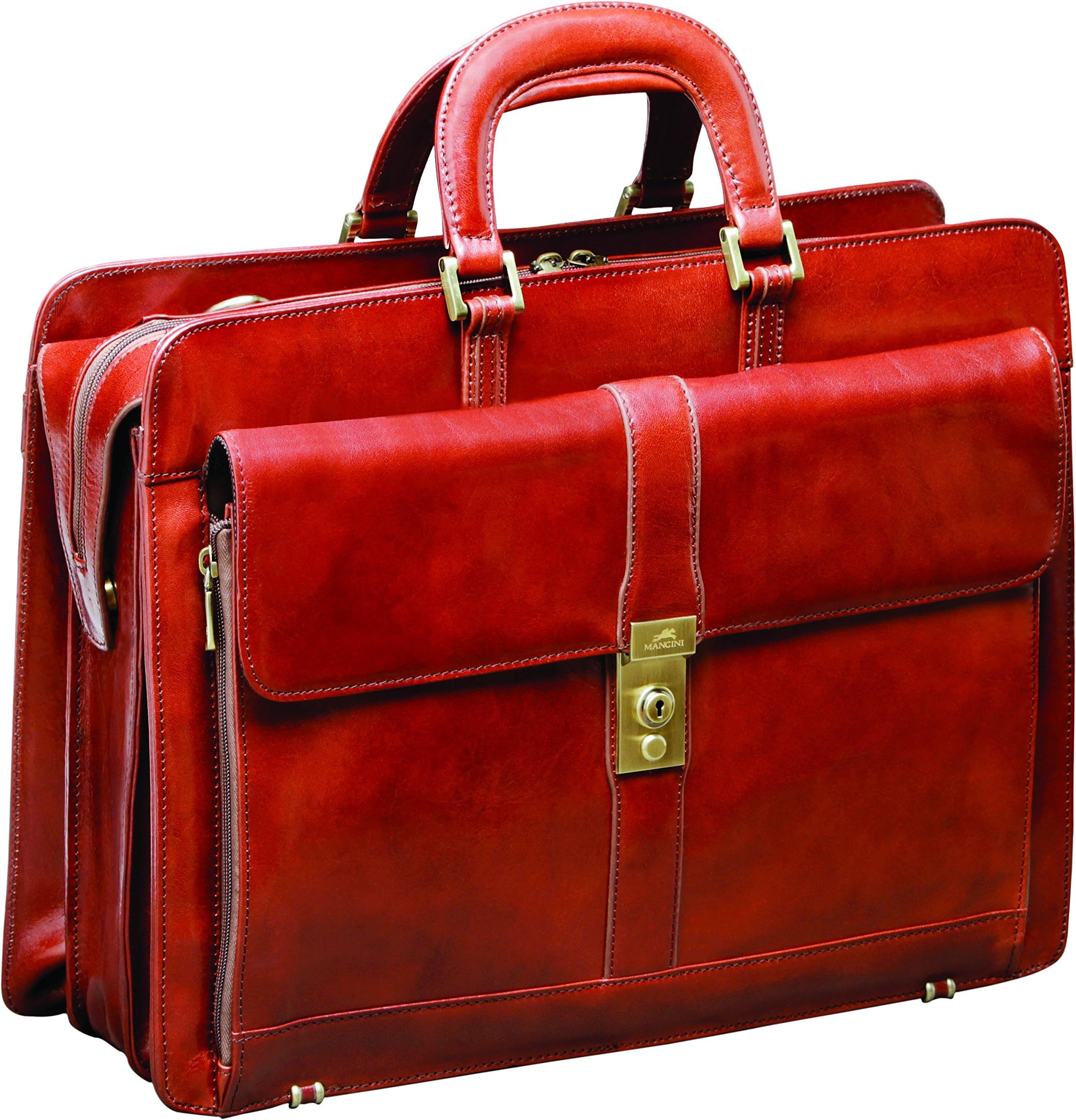 Mancini SIGNATURE Luxurious Italian Leather 17.3" Laptop Briefcase