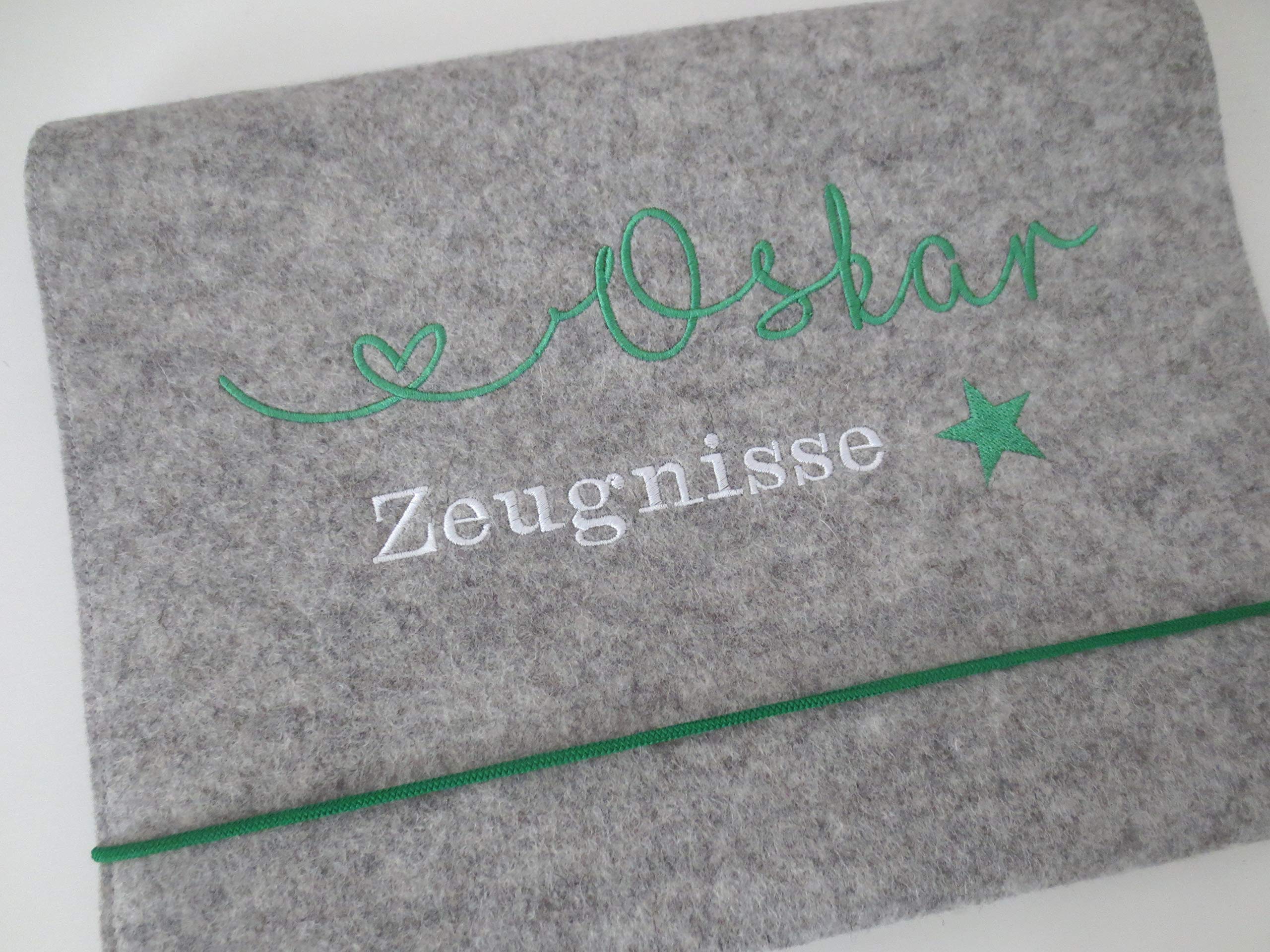 Zeugnismappe Wollfilz Mappe Zeugnisse DIN A4 Grundschule Schule"Stern"