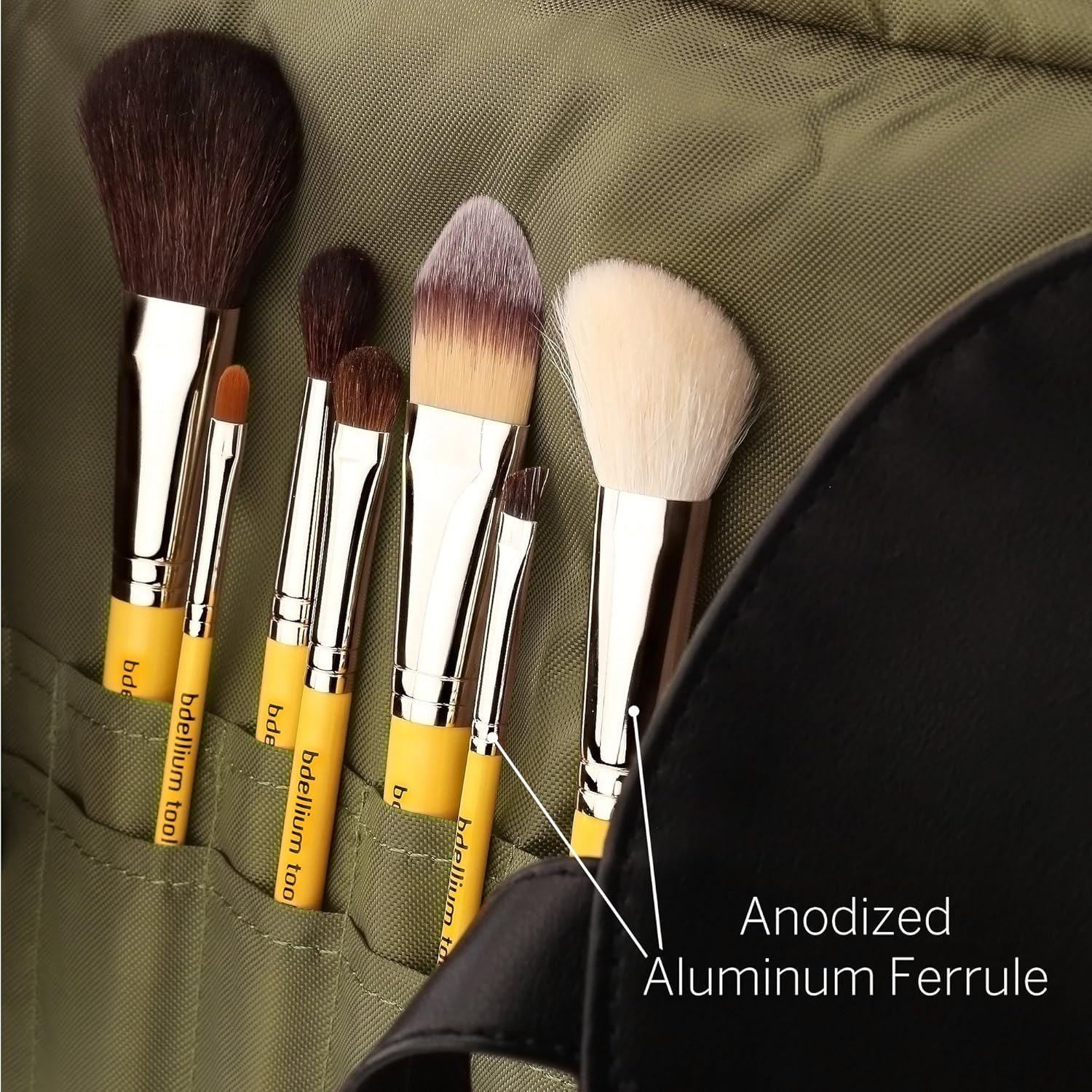 Bdellium Tools Professional Makeup Brush Studio Series - Basic 7pc. Brush Set with Roll-Up Pouch - Image 5