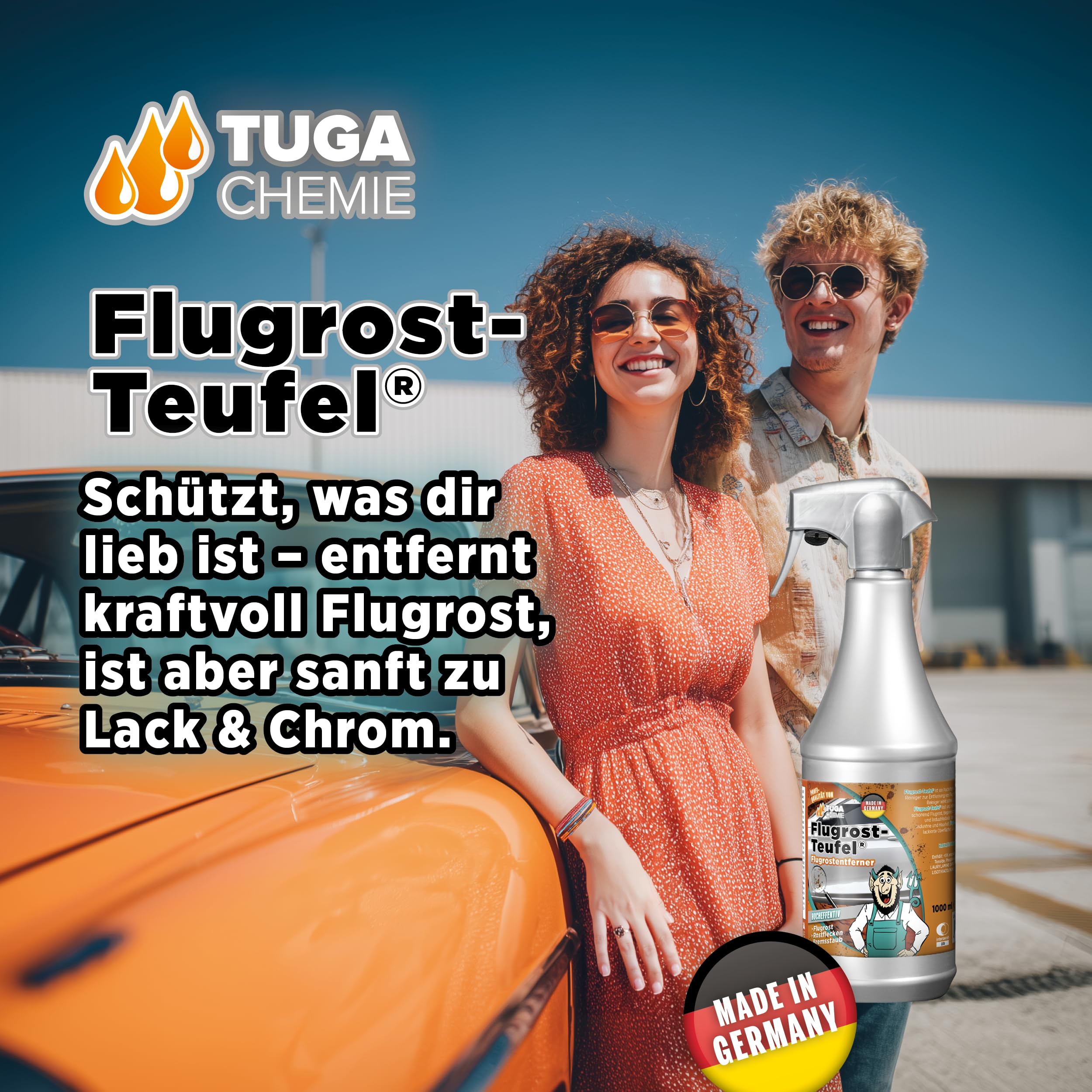 TUGA Chemie Flugrost-Teufel Flugrostentferner pH hautneutral, 5 L Kanister | für Lack, Chrom & Felgen, pH-hautneutral, mit Wirkindikator, Made in Germany