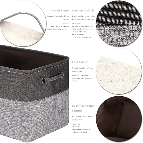 Miniatura 6 de Sea Team Juego de 3 cestas de almacenamiento grandes, organizador de maletero, cubos de ropa y juguetes, 15 x 10 x 10 pulgadas, caja rectangular