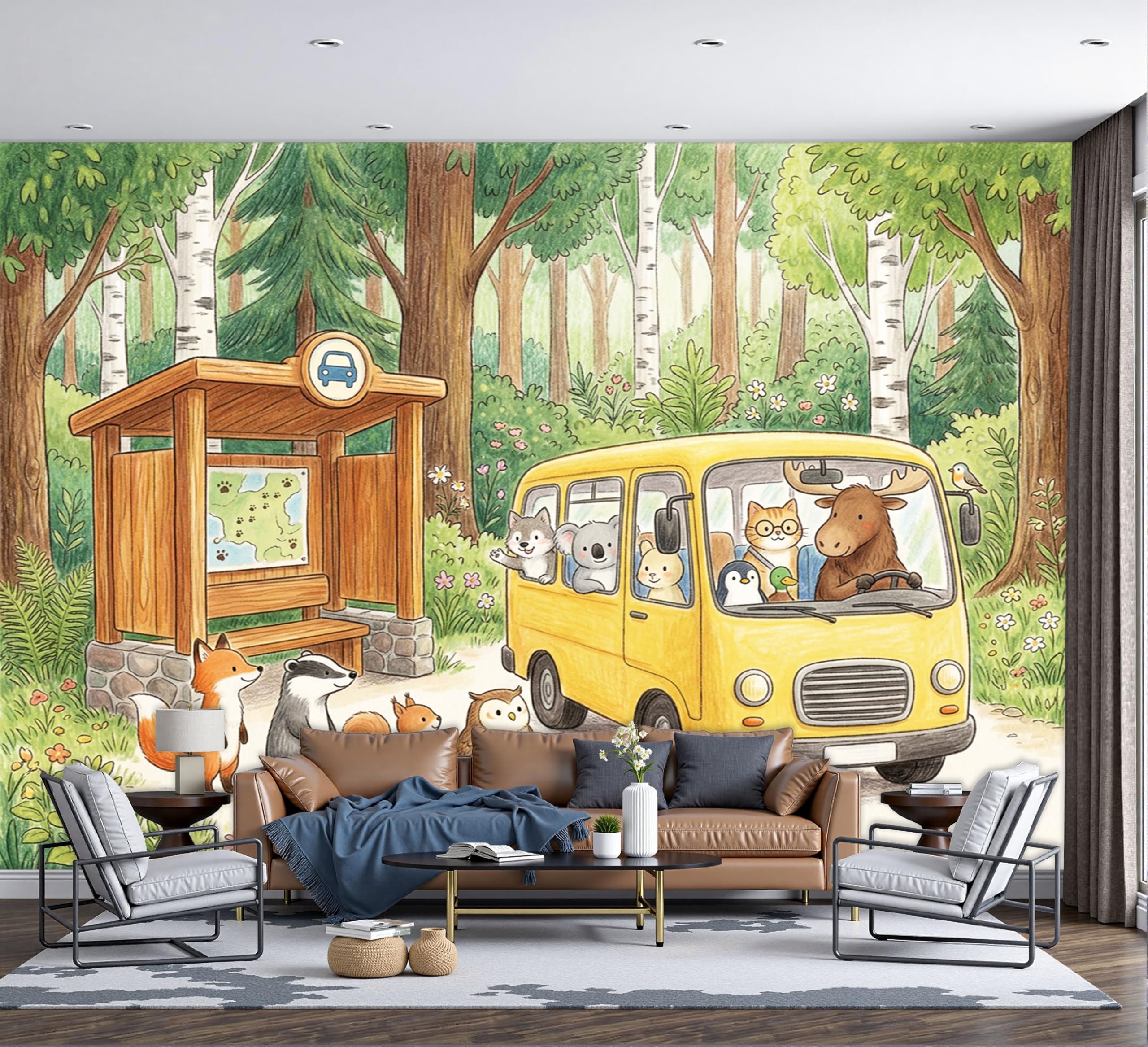 Papier peint soie panoramique pour chambre enfant et salle de restaurant