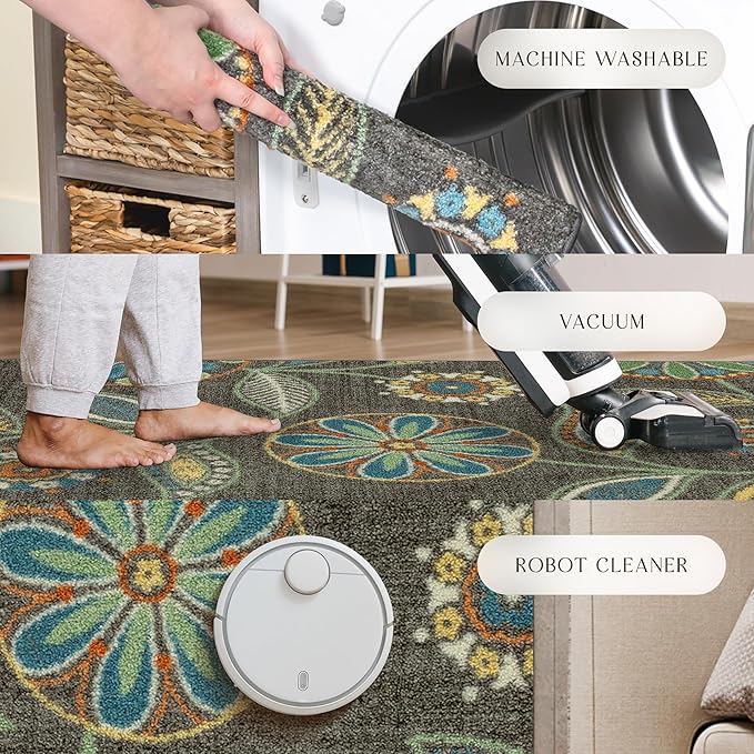 Maples Rugs Reggie Tapete Floral Cocina Lavable Antideslizante 2'6 x 3'10 miniatura 8