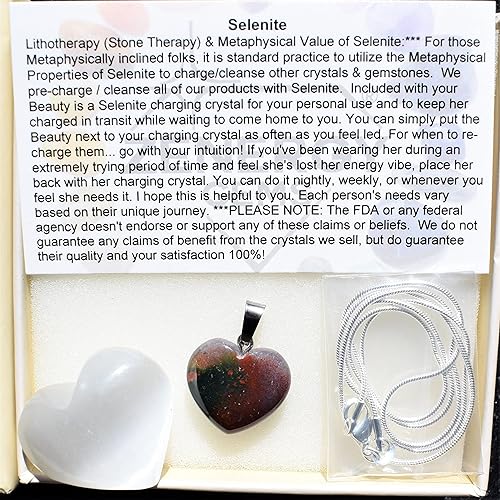 Miniatura 6 de Zenergy Gems - Collar con dije de corazón, piedras preciosas naturales del Himalaya en forma de corazón + cadena de plata de 20 + corazón de carga