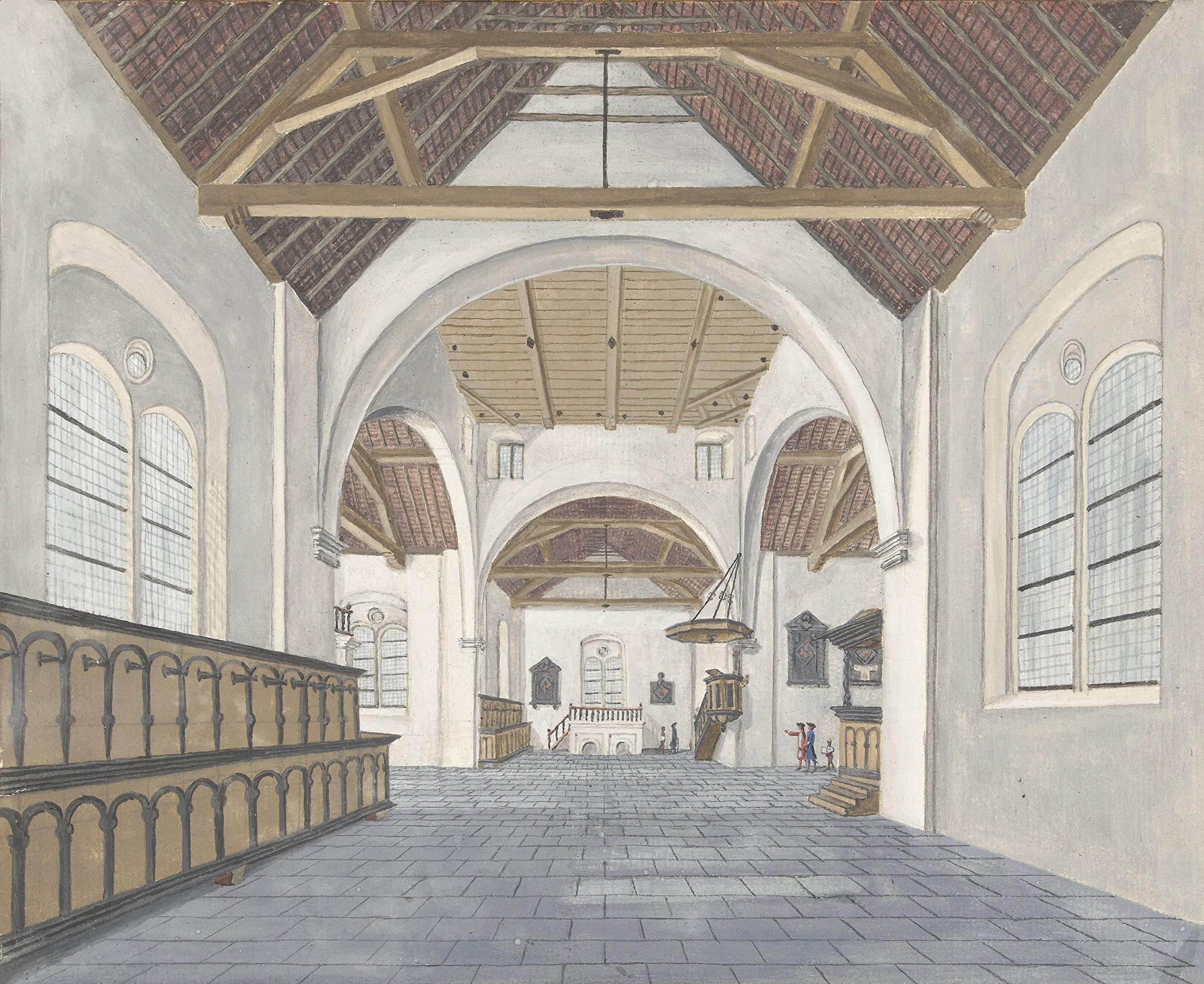 Fizdi-Framed Canvas Wall Painting-Interior Of The Church In The Fort Jaffnapatnam In Jaffna On Ceylon By Cornelis Steiger |42 Inches X 33 Inches||PRT_7889-42-33|