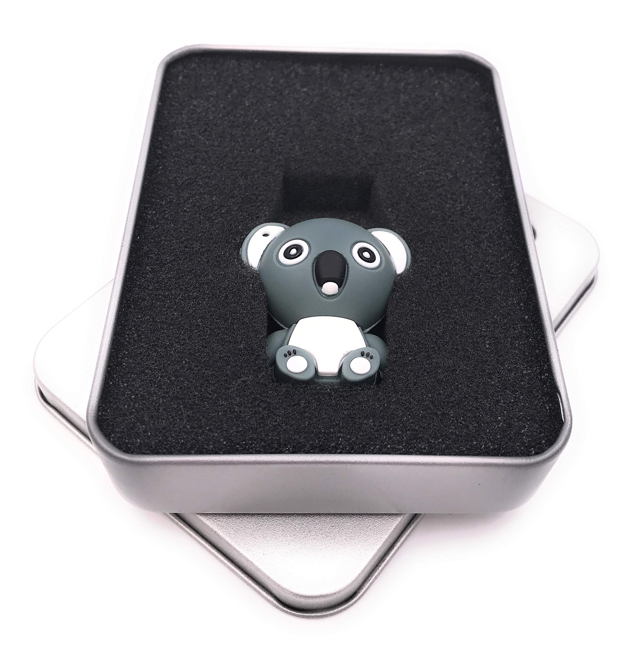 Onwomania Koala miś uroczy zwierzęcy szary pendrive w aluminiowym pudełku prezentowym 128 GB USB 3.0