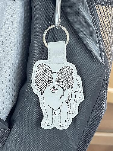 Miniatura 7 de Papillon Dog Breed Keychain Bag Tag by Syntryz (Black and White)