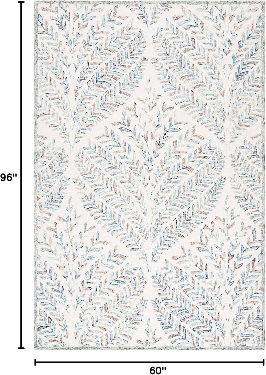 SAFAVIEH Capri Collection Area Rug - 5' x 8', Ivory & Blue, Handmade Wool, Ideal for High Traffic Areas in Living Room, Bedroom (CPR208A)