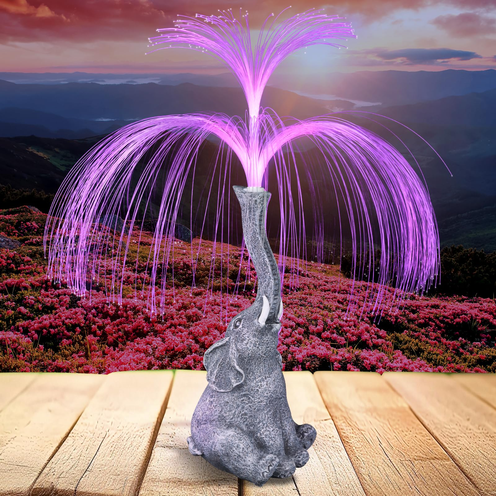 hopeful 1 piece of solar decorative lamp - Elephant statue jellyfish lamp, colorful jellyfish decoration, is an for family and friends, suitable for solar garden decoration in various occasions