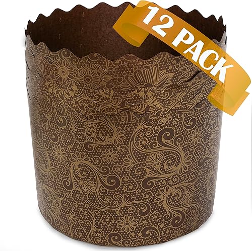 Miniatura 9 de Molde de papel Panettone de 12 onzas  Paquete de 12  Molde de papel para pan de Pascua Kulich  Formas de pan de Pascua  Moldes de panettone