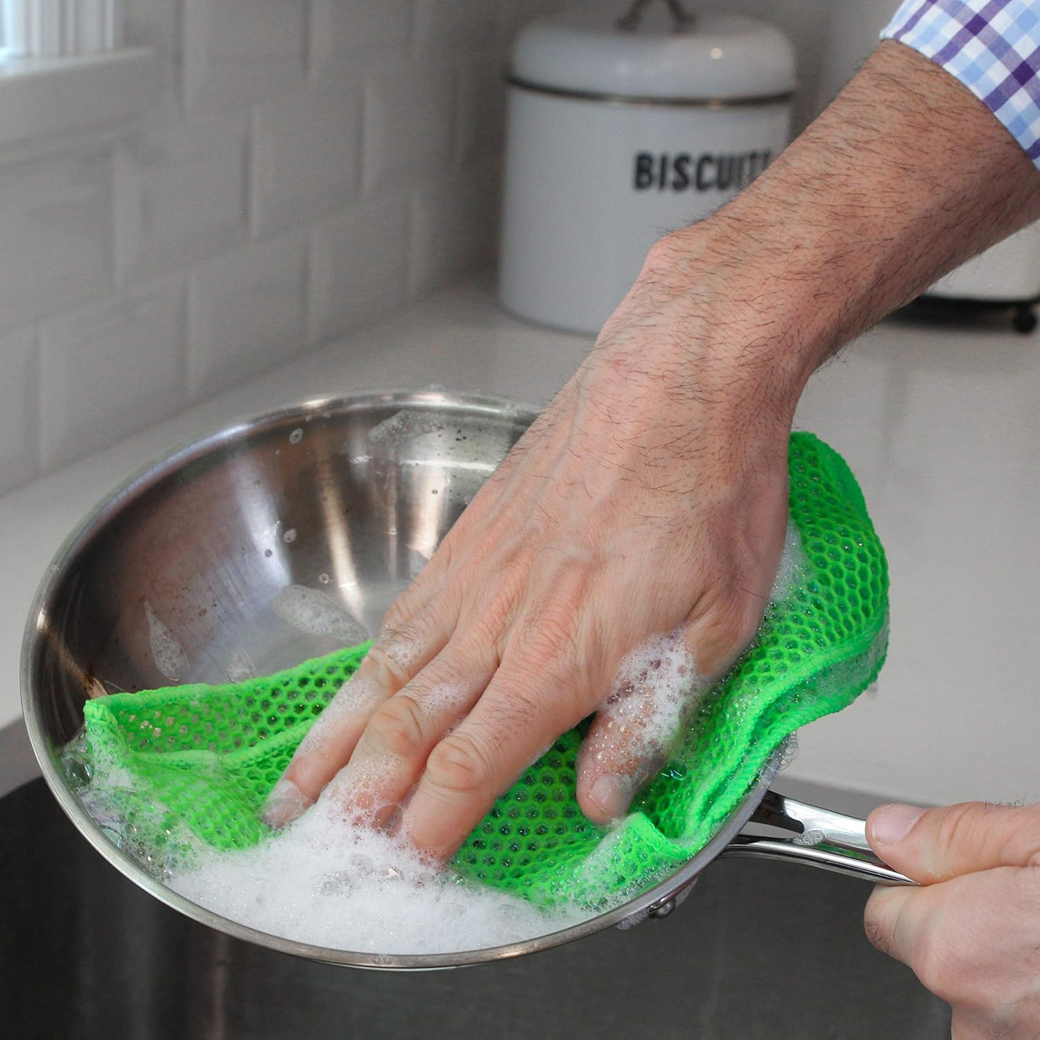 S&T INC. Micro Mesh Fast Drying Kitchen Dish Cloths, Lime Green, 11.5 Inch x 11.5 Inch, 3 Pack
