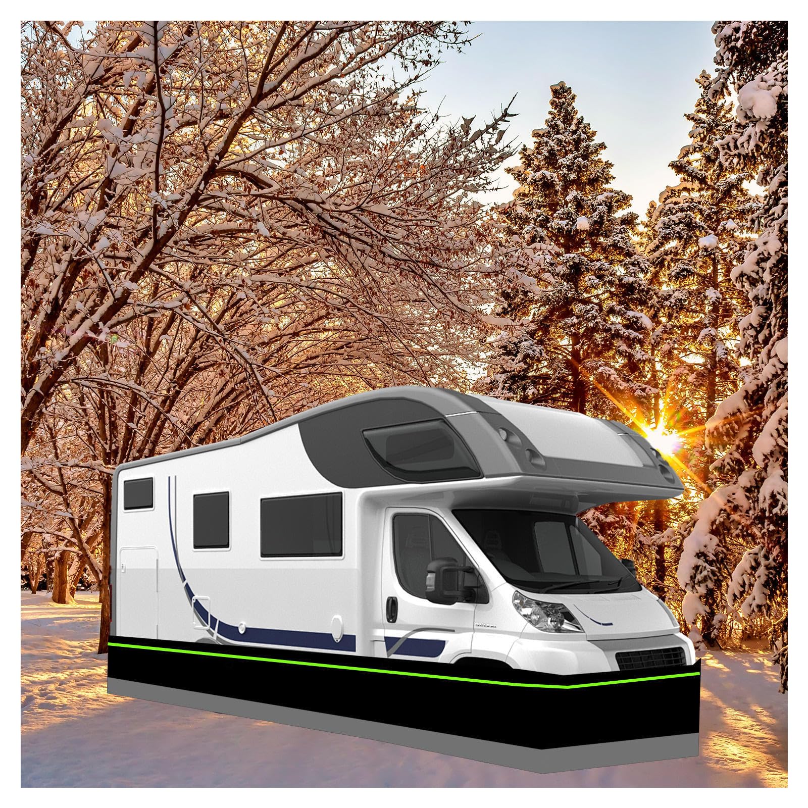 Faldón para caravanas sin necesidad de taladrar, 79 cm de Alto, de Fibra de Alta densidad, para Invierno. Accesorios para caravanas.