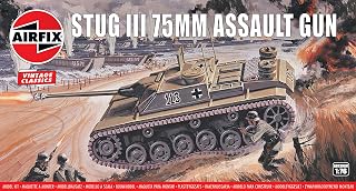 Airfix Vintage Classics Stug III 75mm Assault Gun Tank 1:76 Military Ground Vehicle Plastic Model Kit A01306V